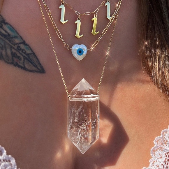 Extra large clear quartz pendant necklace - Picture 2 of 6